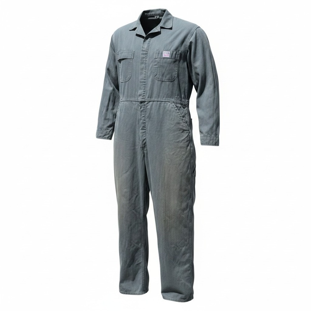 Vintage 50s 60s Hercules HBT Herringbone Coveralls Union Made Workwear Gray 44R
